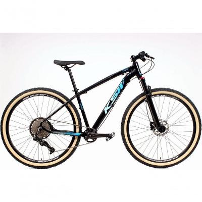 Bicicleta 29 Ksw Xlt 12v Freios Hidráulicos 1x12v Trava No Ombro Pneu Bege - Preto-azul Tam.17