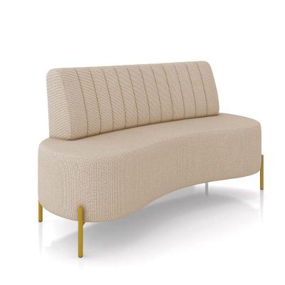 Sofá 2 Lugares Living 160cm Pé Ferro Dourado Maraú Linho Bege K01 - D\'rossi