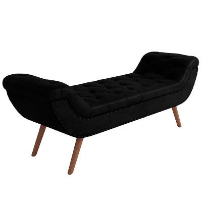 Puff Recamier Decorativo Com Tachas 160cm Santorini Couríssimo Preto