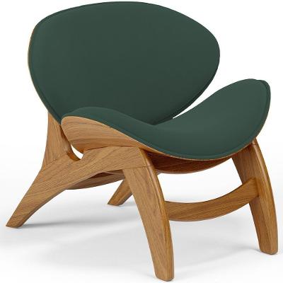 Poltrona Decorativa Orgânica Sala Living Kadosh L02 Suede Verde Musgo