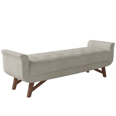 Puff Recamier Decorativo Com Pés Em Madeira 140cm Itália Bouclê Creme