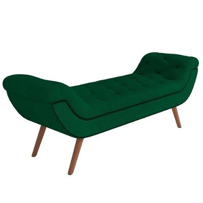 Puff Recamier Decorativo Com Tachas 160cm Santorini Bouclê Verde
