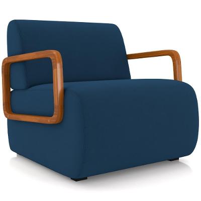 Poltrona Decorativa Orgânica Bruxelas K01 Veludo Azul Marinho
