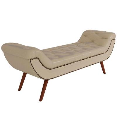 Puff Recamier Decorativo Com Tachas 140cm Santorini Facto Dunas Bege