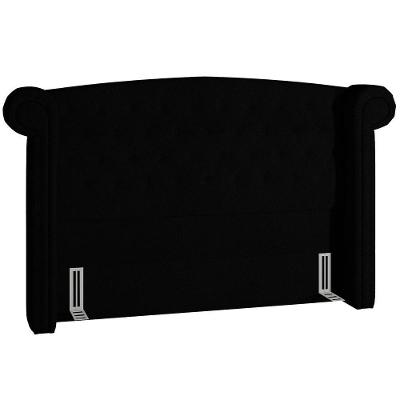 Cabeceira Cama Box Casal 140cm Sofia Bouclê Preto