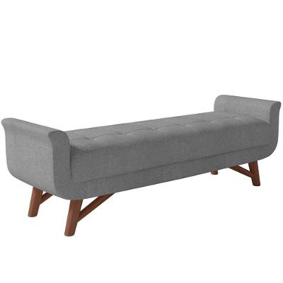 Puff Recamier Decorativo Com Pés Em Madeira 195cm Itália P05 Bouclê Cinza