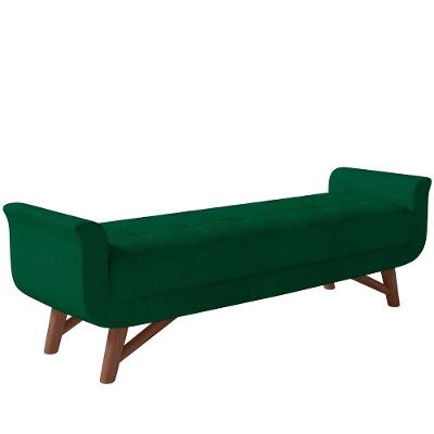 Puff Recamier Decorativo Com Pés Em Madeira 195cm Itália Bouclê Verde