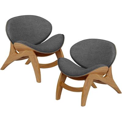 Kit 2 Poltronas Decorativa Orgânica Sala Living Kadosh L02 Linho Cinza Escuro