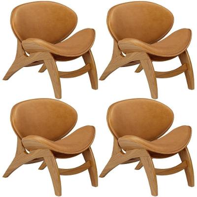 Kit 4 Poltronas Decorativa Orgânica Sala Living Kadosh L02 Couríssimo Canela