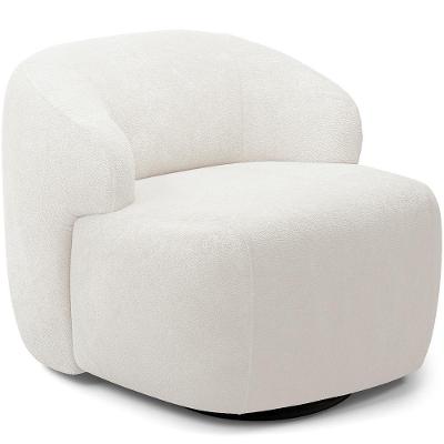 Poltrona Decorativa Orgânica Giratória Living Barolo L06 Bouclê Branco