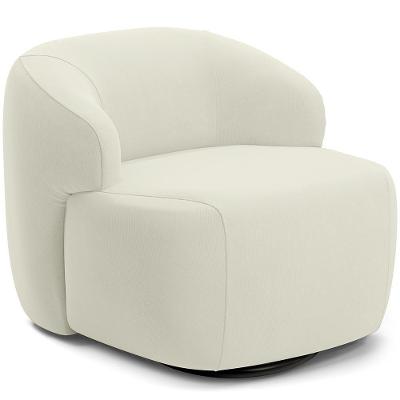 Poltrona Decorativa Orgânica Giratória Living Barolo L06 Veludo Bege