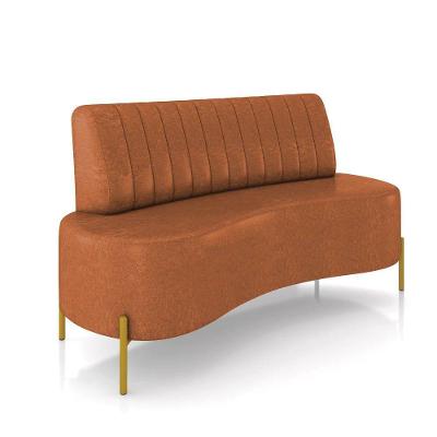 Sofá 2 Lugares Living 135cm Pé Ferro Dourado Maraú Sint Pu K01 - D\'rossi Cor Nozes