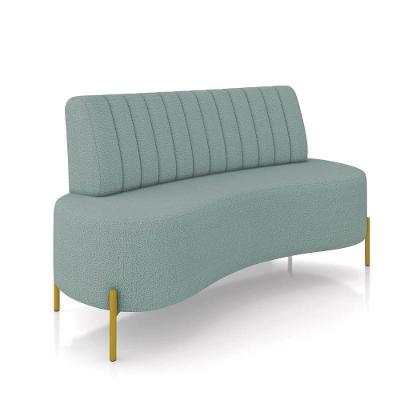 Sofá 2 Lugares Living 135cm Pé Ferro Dourado Maraú Bouclê Azul K01 - D\'rossi