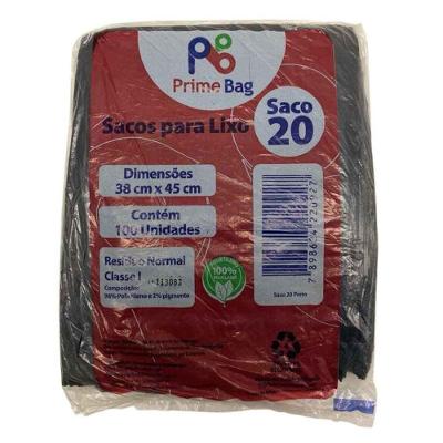 Saco Lixo Preto 20 Litros Primebag C/100