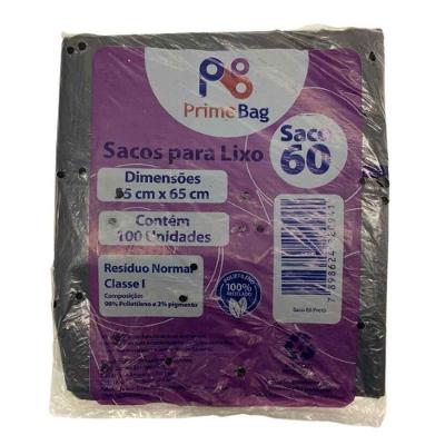 Saco Lixo Preto 60 Litros Primebag C/100