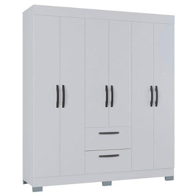 Guarda Roupa Casal Tóquio 6 Portas Branco Brilho - Poquema