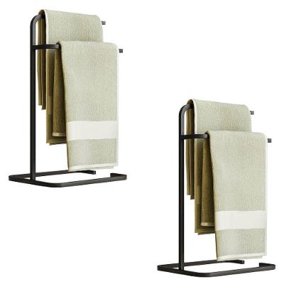 Kit 2 Porta Toalhas De Rosto Eleganza Metal Preto
