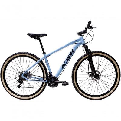 Bicicleta Aro 29 Ksw Xlt Alumínio 27v Freio Disco Mecânico Garfo Suspensão Pneu Faixa - Azul Tam.21