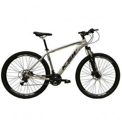 Bicicleta Aro 29 Ksw Xlt Alumínio 27v Freio Disco Mecânico Garfo Suspensão - Prata Tam.17