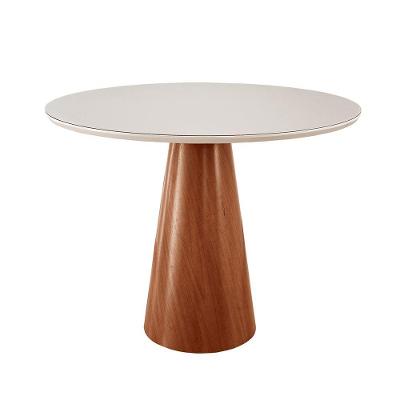 Mesa De Jantar Gênova 110cm Tampo Redondo Vidro Móveis Minas Cor Off White