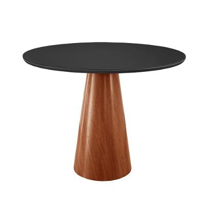 Mesa De Jantar Gênova 130cm Tampo Redondo Vidro Móveis Minas Cor Preto