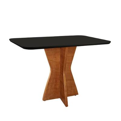Mesa De Jantar Madri 120x80cm Tampo Retângular Vidro Móveis Minas Cor Preto