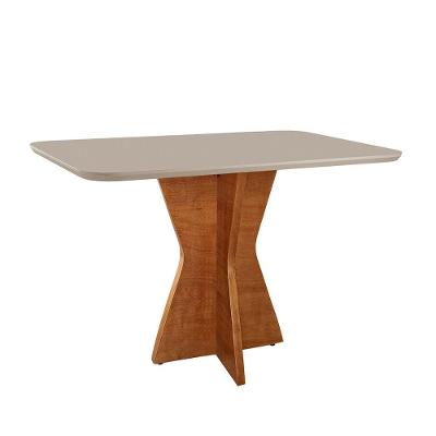 Mesa De Jantar Madri 140x80cm Tampo Retângular Vidro Móveis Minas Cor Off White