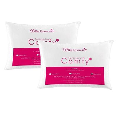 Kit 02 Travesseiros Comfy Suporte Alto - Branco.