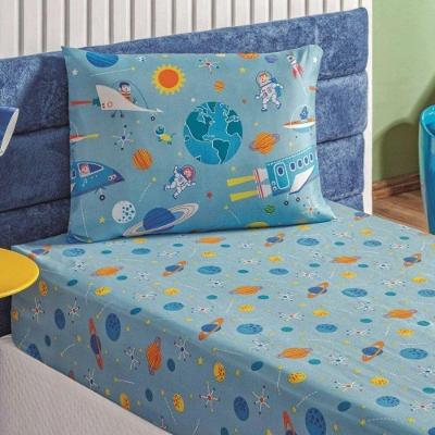 Jogo De Cama Lençol Bouti Infantil Kids Solteiro 02 Peças - Astronauta.