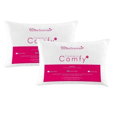 Kit 02 Travesseiros Comfy Suporte Médio - Branco.