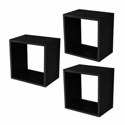 Nichos Decorativo Quadrado Kit 3 un Preto