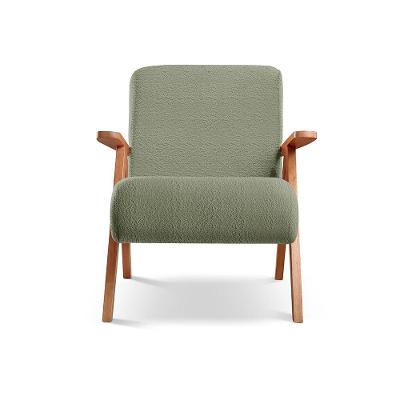 Poltrona Braço De Madeira Laguna bouclé Verde 403