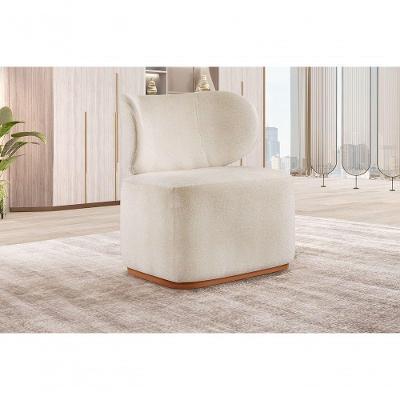 Poltrona Para Sala De Estar Moderna Sun linho Nude 100