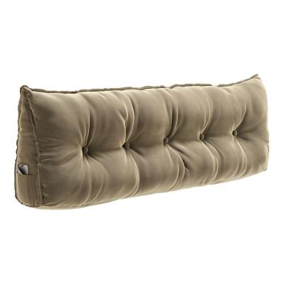 Almofada Para Cabeceira Encosto Apoio Lombar Spot 195cm Com Porta Celular Veludo - Desk Design Cor Bege