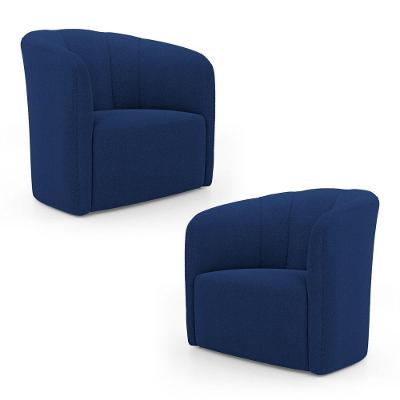 Kit 02 Poltronas Decorativas Abby Bouclê Azul Marinho - Desk Design