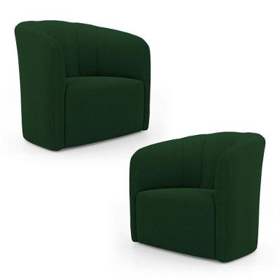 Kit 02 Poltronas Decorativas Abby Bouclê Verde - Desk Design