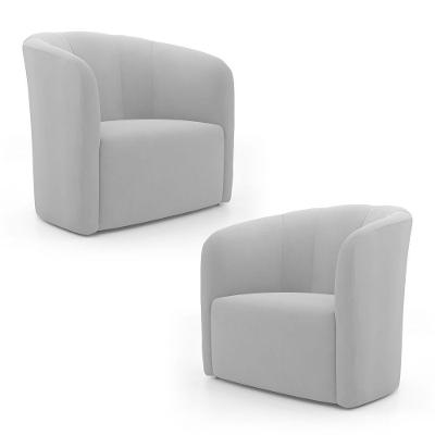 Kit 02 Poltronas Decorativas Abby Veludo Cinza Claro - Desk Design