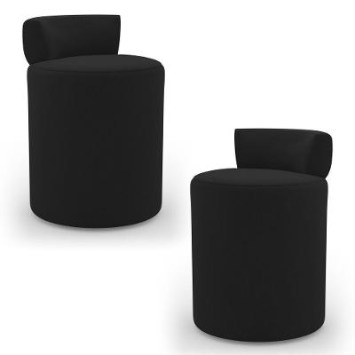 Kit 02 Puffs Decorativos Orgânicos Living Aegon Minimalista Veludo Preto - Desk Design