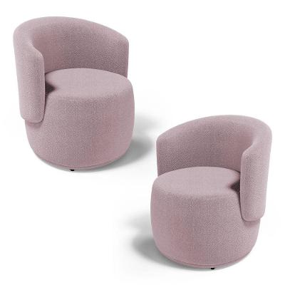 Kit 02 Poltronas Decorativas Aisha Orgânica Bouclê Rosê - Desk Design