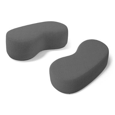 Kit 02 Puffs Decorativos Living Aisha Orgânico 02 Lugares Bouclê Cinza Escuro - Desk Design