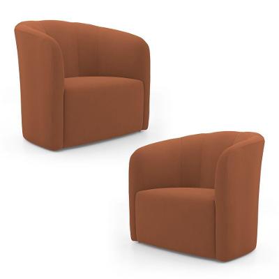 Kit 02 Poltronas Decorativas Abby Veludo Terracota - Desk Design