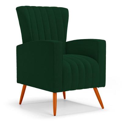 Poltrona Decorativa Melody Com Pés Palito Bouclê Verde - Desk Design