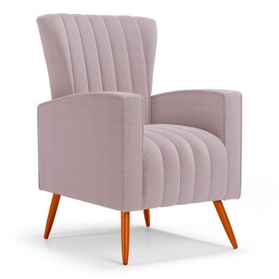 Poltrona Decorativa Melody Com Pés Palito Bouclê Rosê - Desk Design