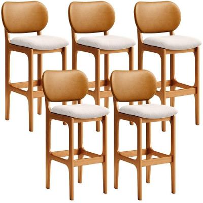 Kit 5 Banquetas Alta Betta Imbuia Whisky Linho Cru