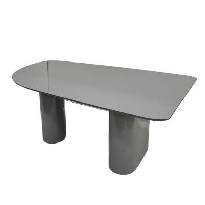 Mesa De Jantar Orgânica Stella 160x90cm Base Cinza Tampo Cinza