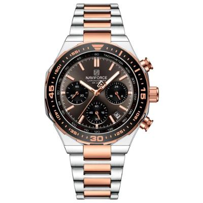 Relógio De Quartzo Masculino Com Pulseira De Aço Inoxidável Esportivo Impermeável Prata Rose