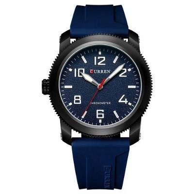 Relógio De Pulso De Quartzo Masculino Com Pulseira De Silicone Impermeavel 3atm Azul