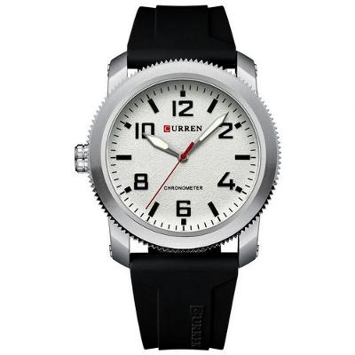 Relógio De Pulso De Quartzo Masculino Com Pulseira De Silicone Impermeavel 3atm Branco