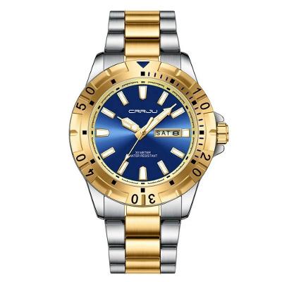 Relógio De Quartzo Em Aço Inoxidável Impermeável Masculino Clássico Analógico Azul Dourado