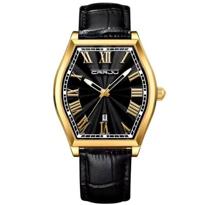 Relogio Analógico Masculino De Quartzo Design Criativo Tonneau à Prova D'água Preto Dourado